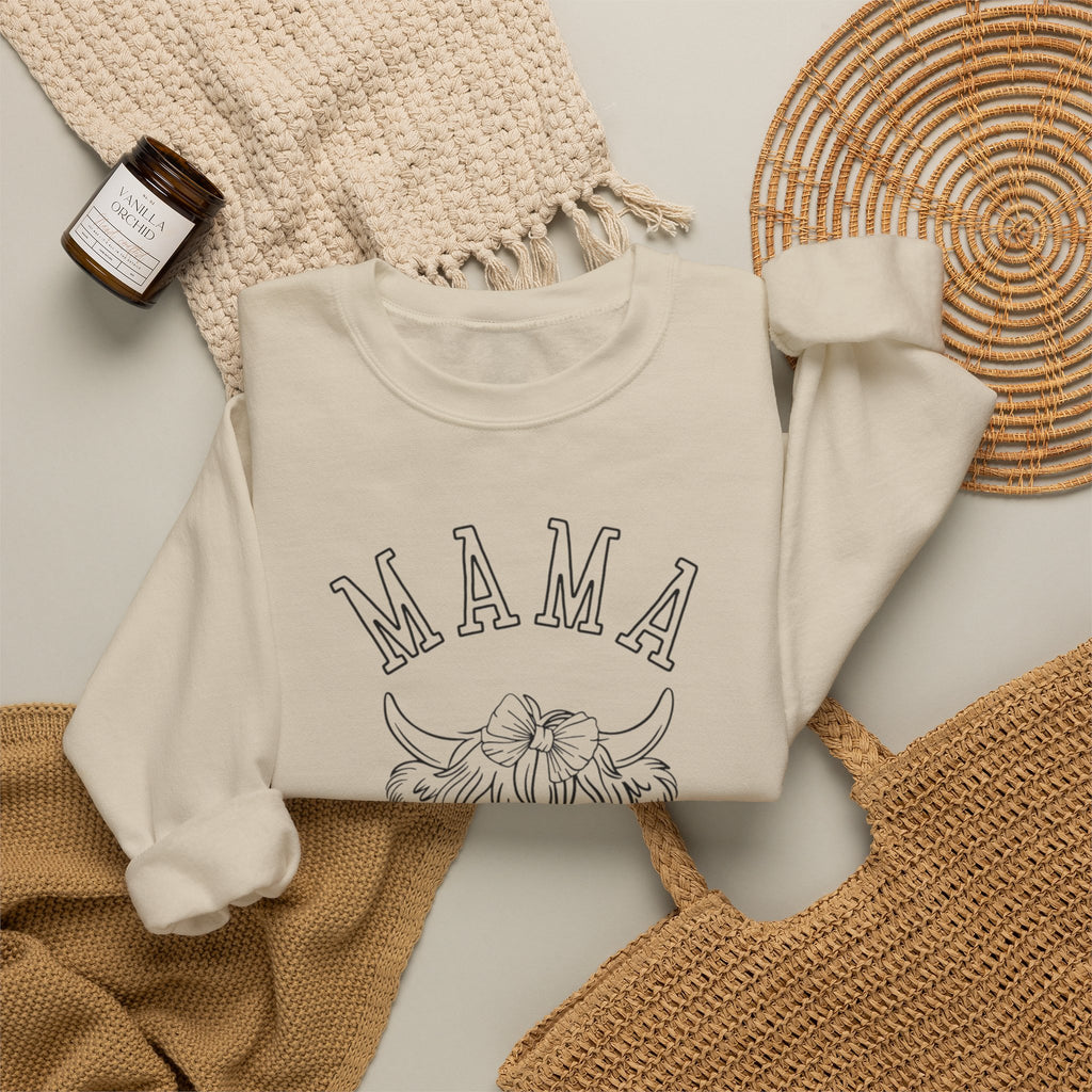 Mama Highland Cow Crewneck Sweatshirt