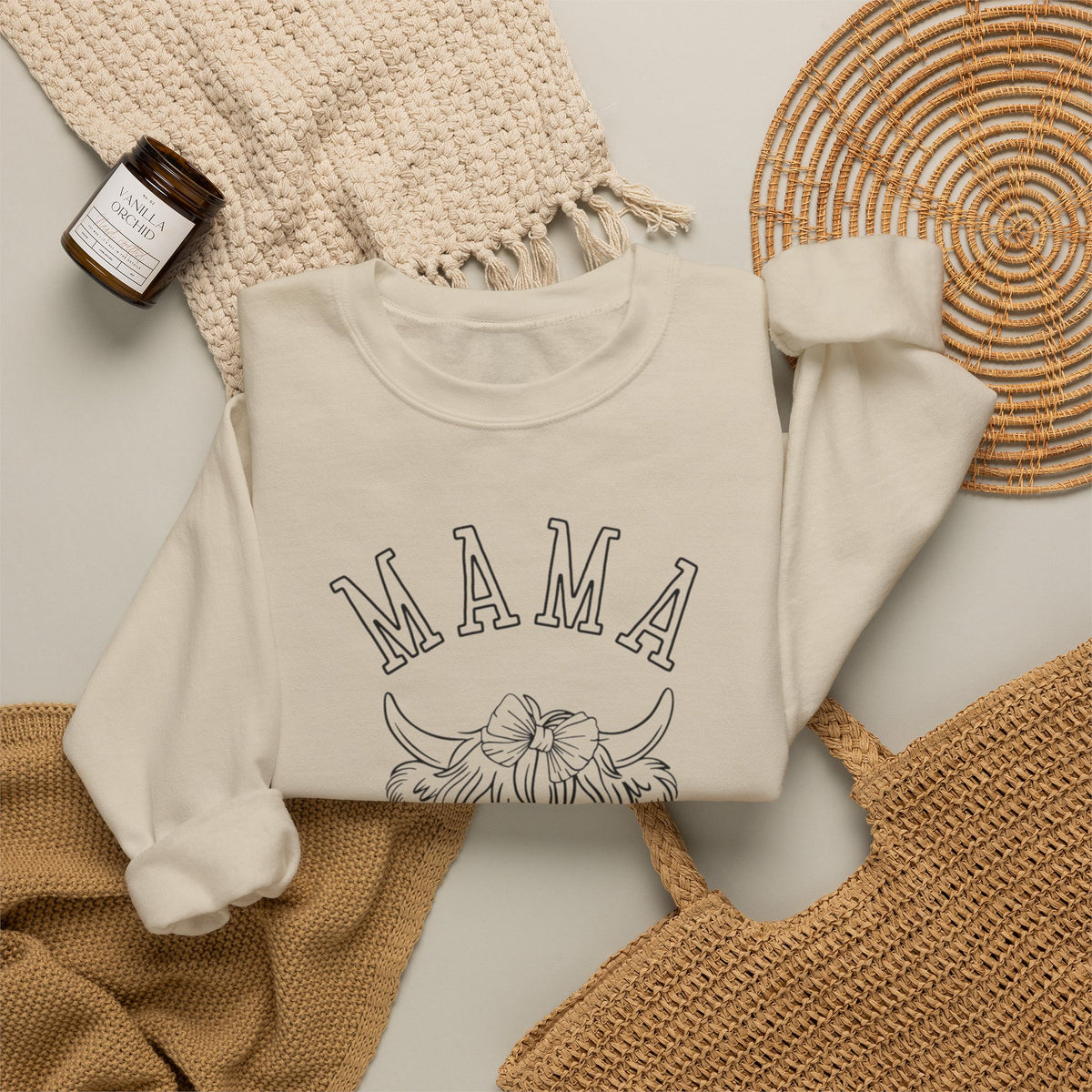 Mama Highland Cow Crewneck Sweatshirt