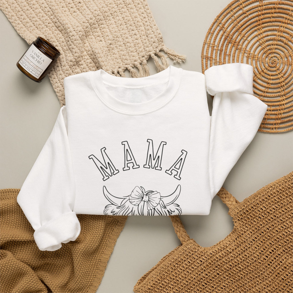 Mama Highland Cow Crewneck Sweatshirt